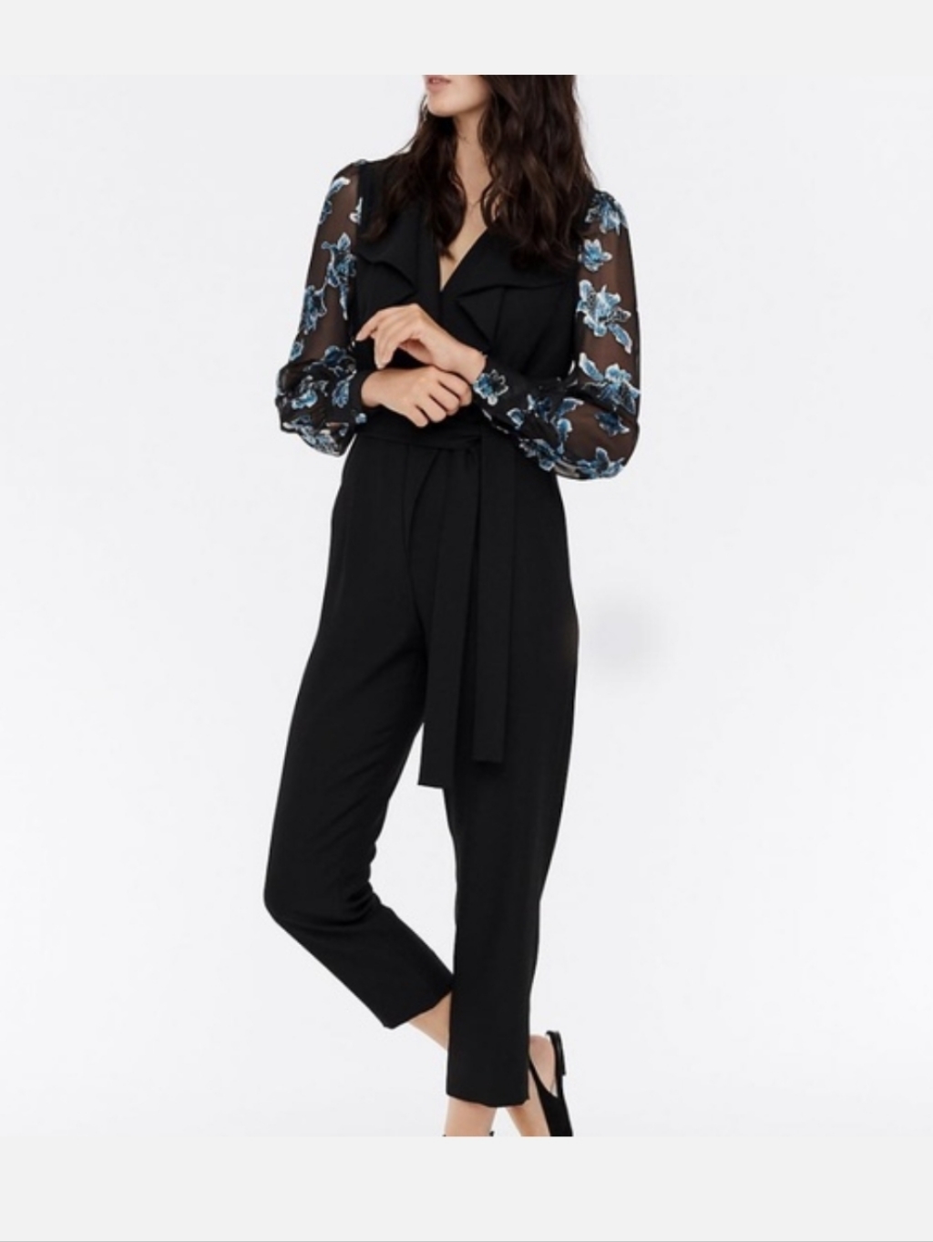 Diane Von Furstenberg Janice Floral Print Straight Leg Jumpsuit Black Size 0 New